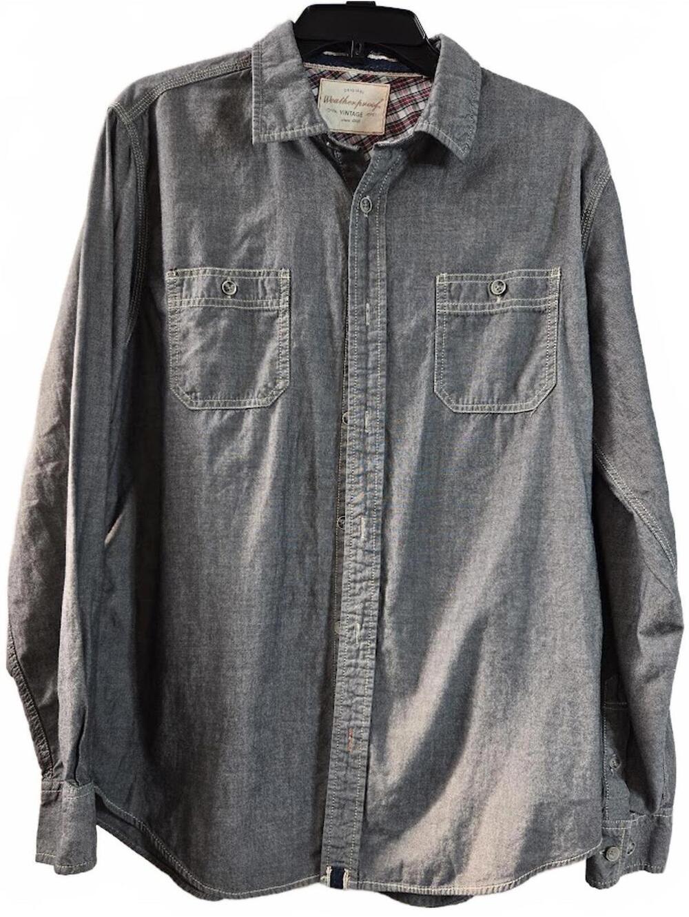 Weatherproof Gray Button-Up Long Sleeve Shirt Size L